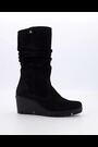 Dune London Black Ruched Tasha Wedge Comfort Boots - Image 2 of 5