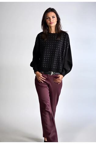 Religion Black Mila Long Sleeved Top With All Over Sequin Flowers - Image 2 of 7