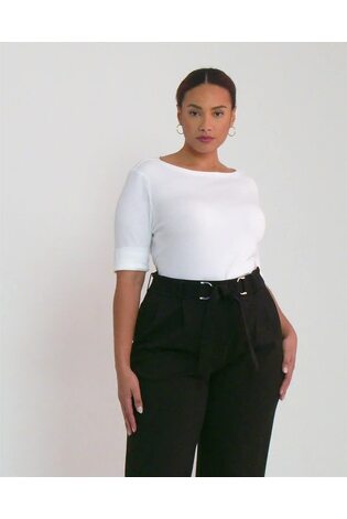 Biały - Bawełniany top Lauren Ralph Lauren ze stretchem i dekoltem w łódkę - Image 2 of 9