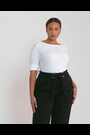 Biały - Bawełniany top Lauren Ralph Lauren ze stretchem i dekoltem w łódkę - Image 2 of 9