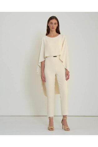 Buy Lauren Ralph Lauren Cream Cape Georgette Jumpsuit from Next Luxembourg