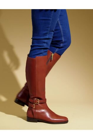 Jones Bootmaker Emaline Leather Long Brown Boots - Image 2 of 7