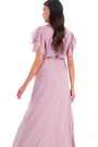 Quiz Light Pink Chiffon Round Neck Frill Sleeve Maxi Dress - Image 2 of 5