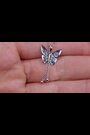The Diamond Store Blue Stellato Sapphire Diamond Butterfly Pendant 9K White Gold Tone Necklace - Image 2 of 5