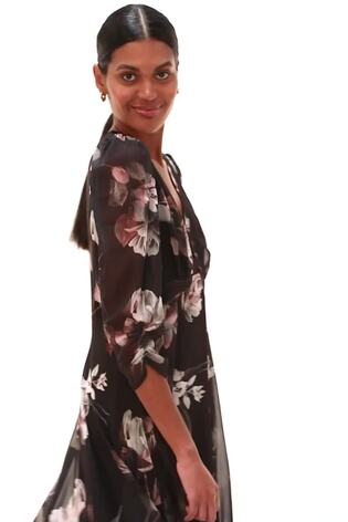 Roman Black Floral Print Hanky Hem Dress - Image 2 of 6