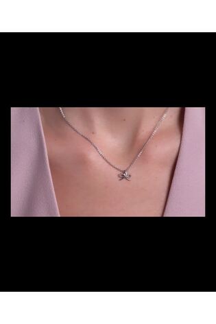 Ted Baker Silver Tone/Plain Metal BLAIRE: Mini Bow Pendant Necklace - Image 2 of 6