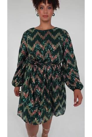 Zig Zag Long Sleeve Mini Dress - Image 2 of 6