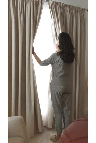 White/Blue Floral Next Cotton Floral Eyelet Blackout/Thermal Curtains - Image 2 of 6