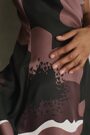 Satin Floral Tuck Midi Dress in Brown - Image 2 of 6