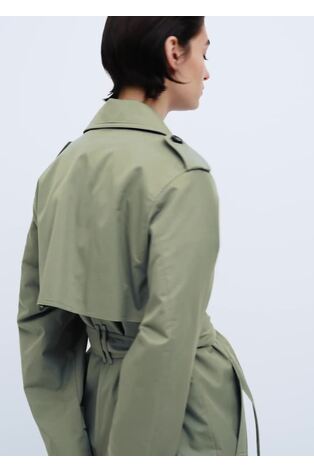 Mango Green Double-Button Trench Coat - Image 2 of 9