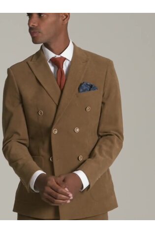 Skopes Brown Double Breasted Dorsey Suit Tailored Fit Double Breasted Corduroy Jacket - Image 2 of 3