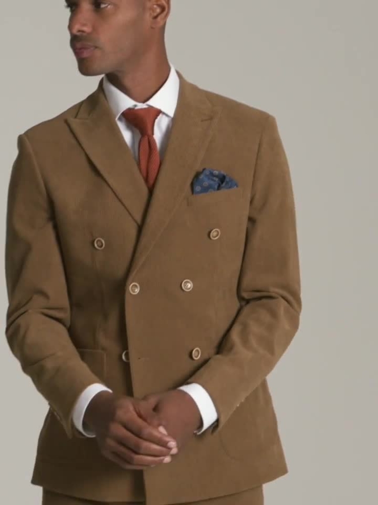 Buy Skopes Brown Double Breasted Dorsey Suit Tailored Fit Double