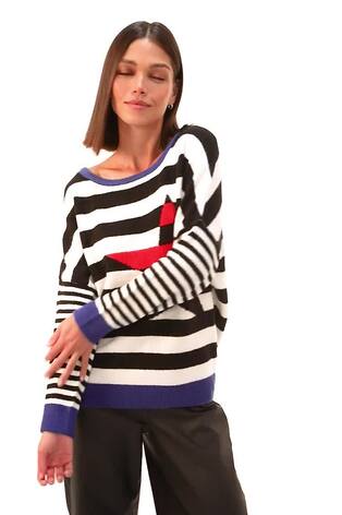 Roman Black Star Striped Colour Block Knit Jumper - Image 2 of 6