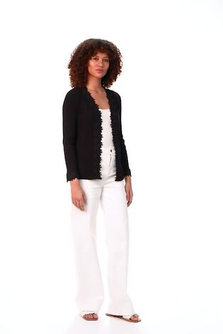 Roman Navy Lace Trim Knit Cardigan - Image 2 of 7