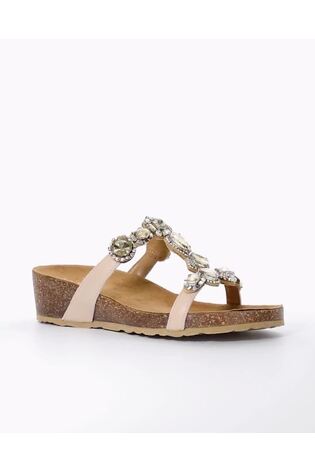 Buy Dune London Cream Kaleidoscopes Jewel T Bar Wedge Sandals from Next Luxembourg