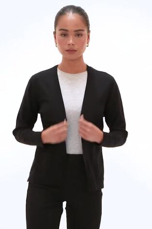 Roman Black Petite Plain Stretch Cardigan - Image 2 of 6