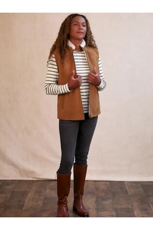 Hellbraun - Lakeland Leather Grange Klassische Weste mit Lammfell - Bild 2 von 7