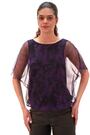 Roman Purple Floral Plisse Bubble Hem Top - Image 2 of 6