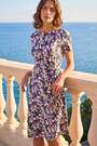 Roman Blue Petite Floral Side Tie Midi Dress - Image 2 of 5