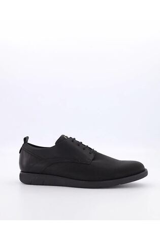 Dune London Black Regular Fit Wide Fit Barnabey Perforated Wedge Casual Shoes - Image 2 of 6