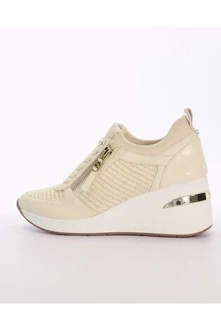 Dune London Natural Eilin Zip Detail Wedge Trainers - Image 2 of 7
