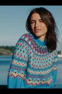 Cobalt Blue Fairisle - Pulover lejer cu mânecă lungă, guler rotund și material din lână - Imaginea 2 din 8