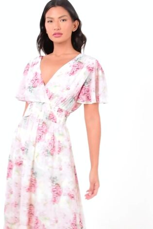 Quiz Light Pink Multi Metallic Chiffon Midi Dress - Image 2 of 5