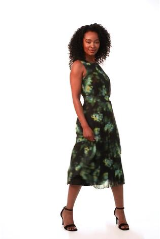 Roman Green Petite Floral Print Pleated Midi Dress - Image 2 of 6