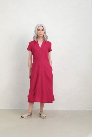 Seasalt Cornwall Pink Carved Wood Linen Dress - Image 2 of 8