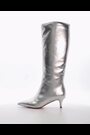 Dune London Silver Smooth Kitten Heel Point Knee-High Boots - Image 2 of 6