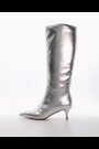 Dune London Silver Standard Fit Smooth Kitten Heel Point Knee-High Boots - Image 2 of 6