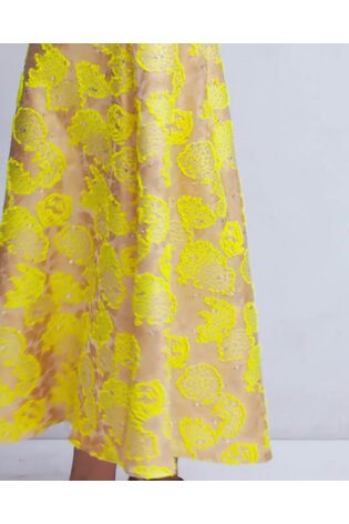 Boden Yellow Scoop Neck Jacquard Dress - Image 2 of 7