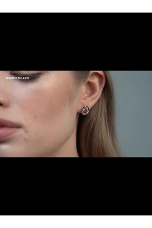 Karen Millen Silver Tone Crystal Ribbon Stud Earrings - Image 2 of 6
