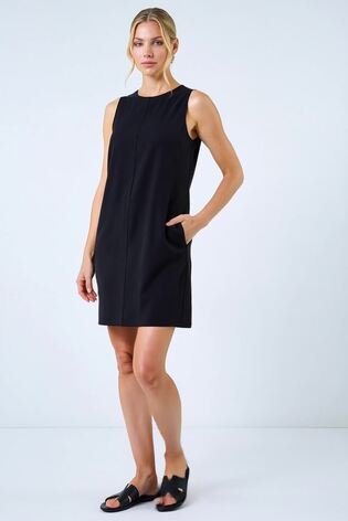 Roman Black Seam Detail Pocket Shift Dress - Image 2 of 6