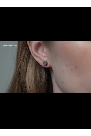 Karen Millen Silver Tone Mosaic Stud Earrings - Image 2 of 5