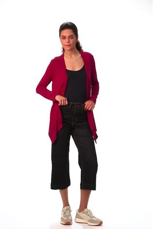 Roman Red Waterfall Front Jersey Knit Cardigan - Image 2 of 6