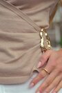 Sosandar Brown Gold Buckle Detail Wrap Front Knitted Top - Image 2 of 6