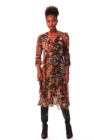 Roman Brown Animal Print Hanky Hem Dress - Image 2 of 6
