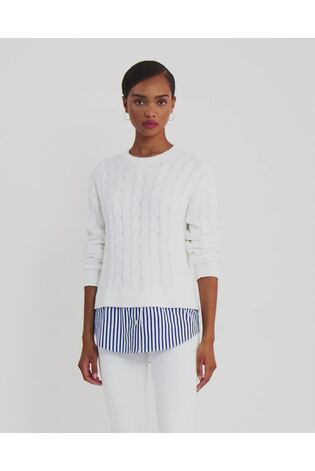 Buy Lauren Ralph Lauren White Valiza Layered Cable Knit Jumper from Next Austria