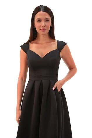 Roman Black Sweetheart Scuba Skater Midi Dress - Image 2 of 6