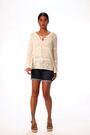 Roman White Crochet Tie Front Tunic Top - Image 2 of 6