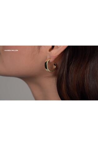 Karen Millen Gold Tone Logo Hoop Earrings - Image 2 of 6