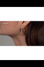 Karen Millen Gold Tone Logo Hoop Earrings - Image 2 of 6