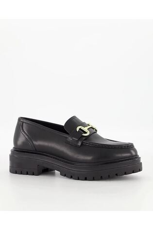 Dune London Black Wide Fit Gallagher Chunky Snaffle Trim Loafers