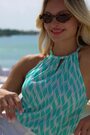 Sosandar Blue Geometric Print Halter Neck Top - Image 2 of 6