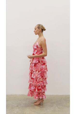 Pretty Lavish Pink Floral Ruffled Tiered Lissy Midaxi Dress - Image 2 of 4