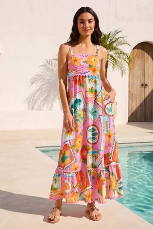 Roman Pink Postcard Print Ric Rac Maxi Dress - Image 2 of 5