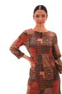 Roman Orange Patchwork Print Shift Stretch Dress - Image 2 of 6
