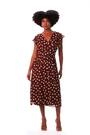 Roman Brown Spot Print V-Neck Frill Midi Dress - Image 2 of 6