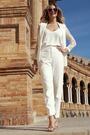 Sosandar white Ivory Lace Tuxedo Trouser - Image 2 of 6
